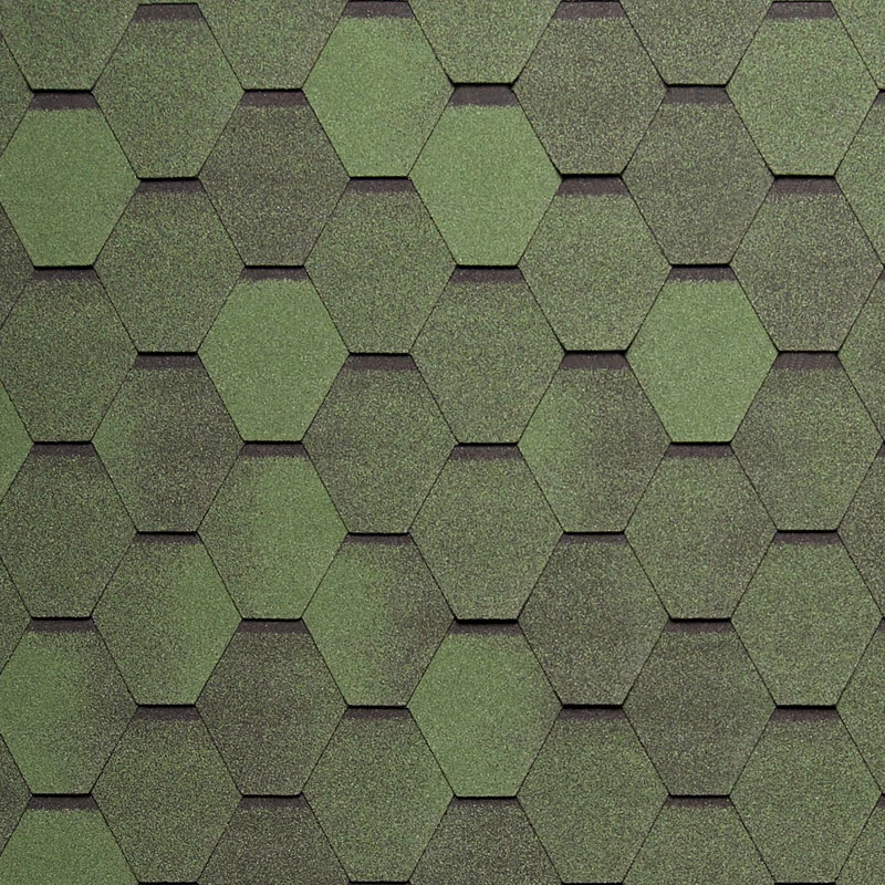 Гибкая черепица с базальтовым покрытием линии NORDLAND Нордик (зеленый с отливом)