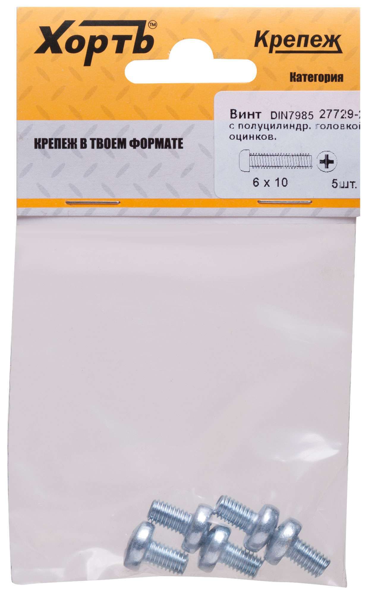 купить Винт с полуцилиндрич. головкой с полной резьбой оцинков. DIN 7985 6х10 5 шт.(фасовка)