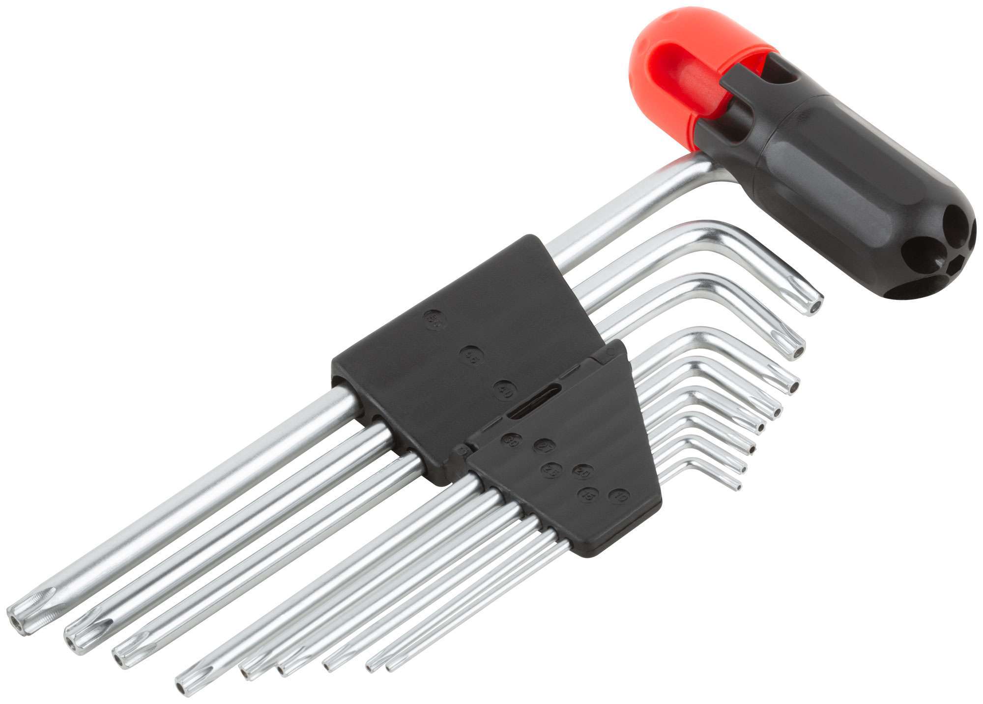 купить Ключи TORX 9 шт. CrV Т10-Т50, с отверстием, длинные, с пласт.Т-обр.ручкой, Профи