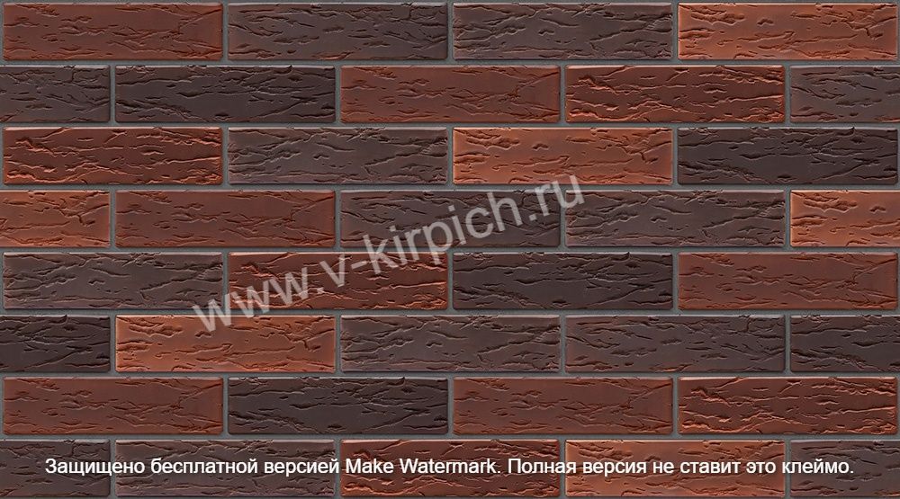 Кирпич лицевой керамический одинарный МИКС антик-кортен руст М150