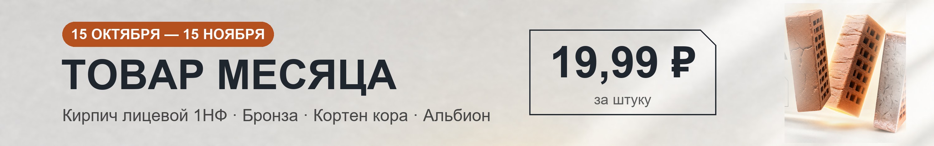 Товар месяца: кирпич 1НФ по 19,99 ₽