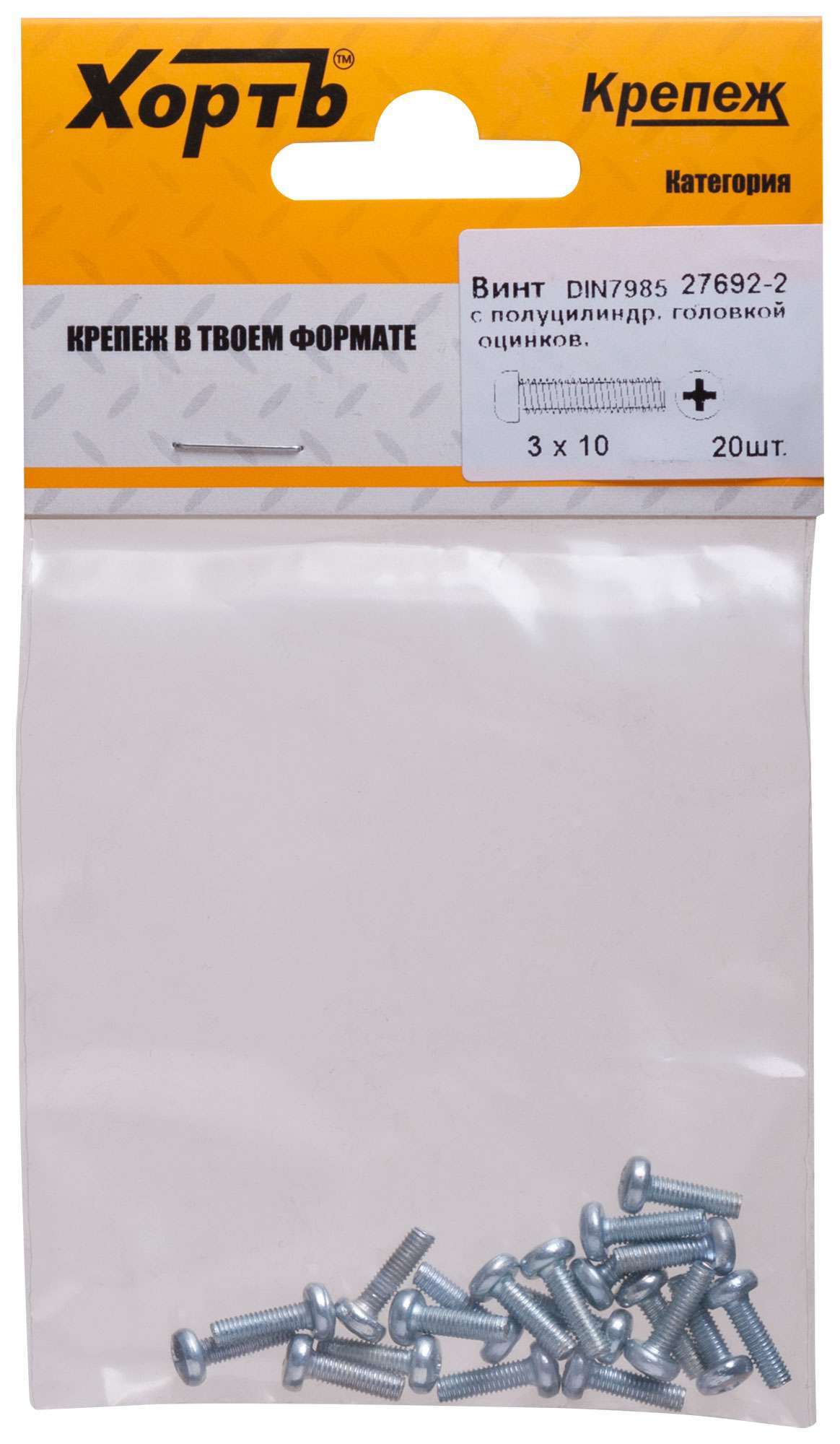 купить Винт с полуцилиндрич. головкой с полной резьбой оцинков. DIN 7985 3х10 20 шт.(фасовка)