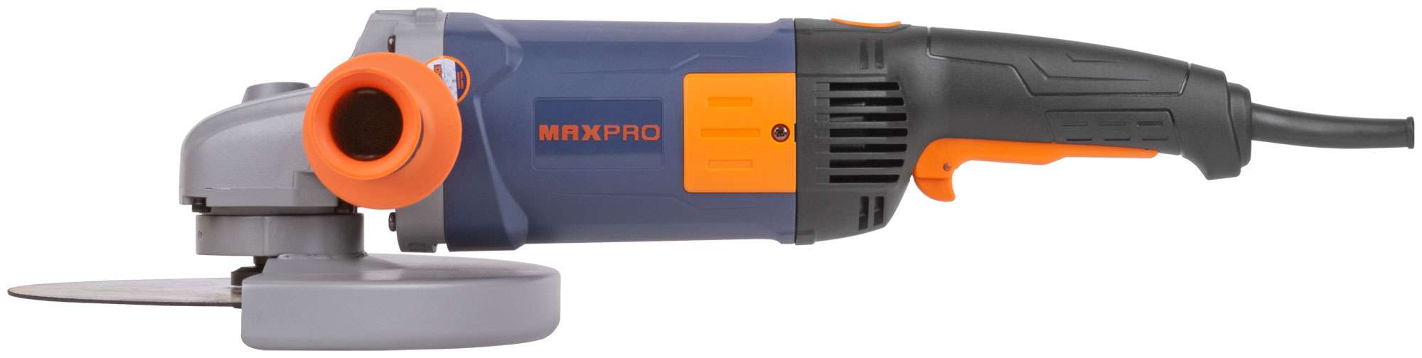 купить MAX-PRO Шлифмашина угловая 2400 Вт; 6000 об/мин; защитный кожух 230 мм; антивибрационная ручка; дополнительные щетки; плавный пуск; поворотная рукоятк