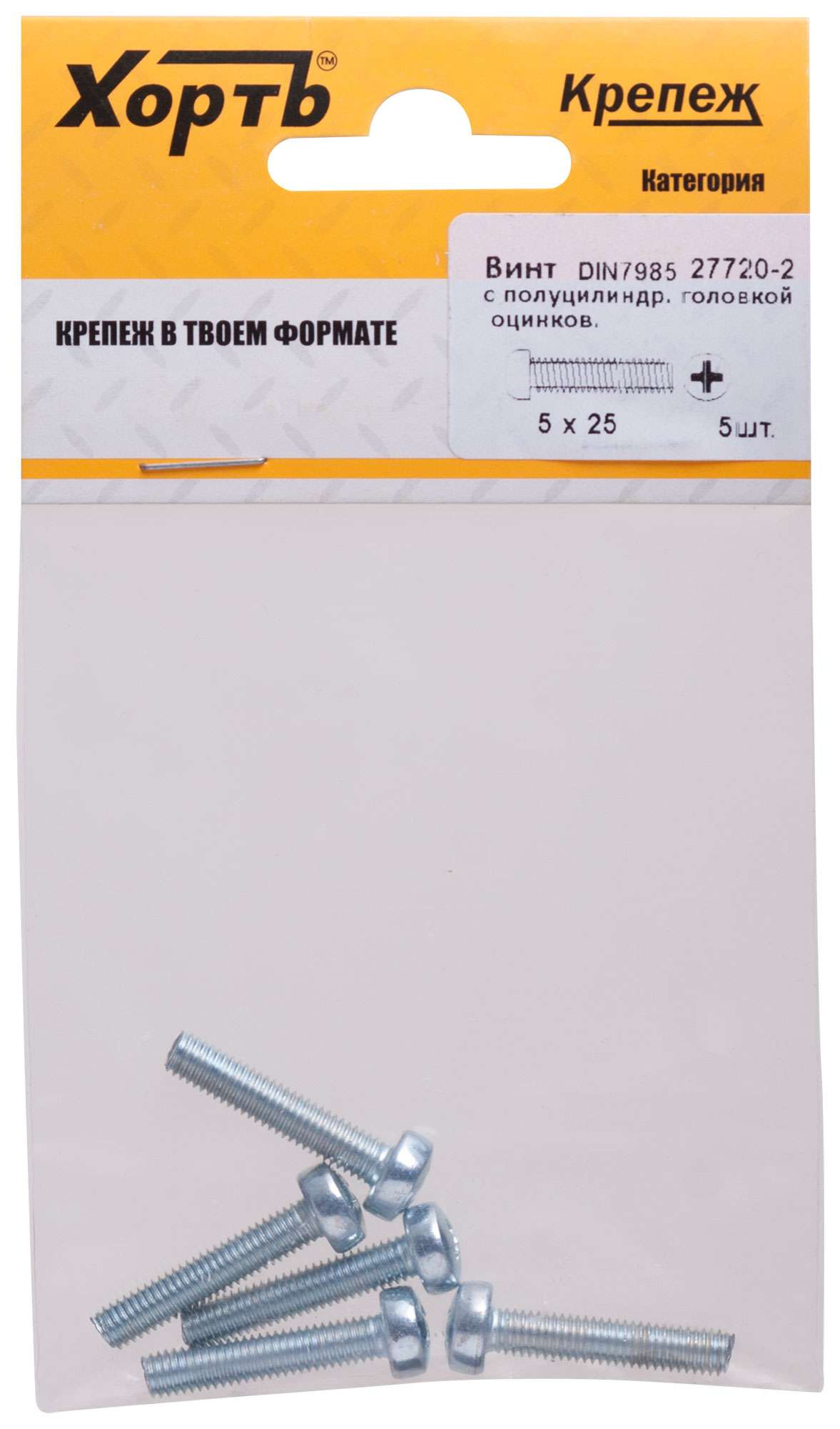 купить Винт с полуцилиндрич. головкой с полной резьбой оцинков. DIN 7985 5х25 5 шт.(фасовка)