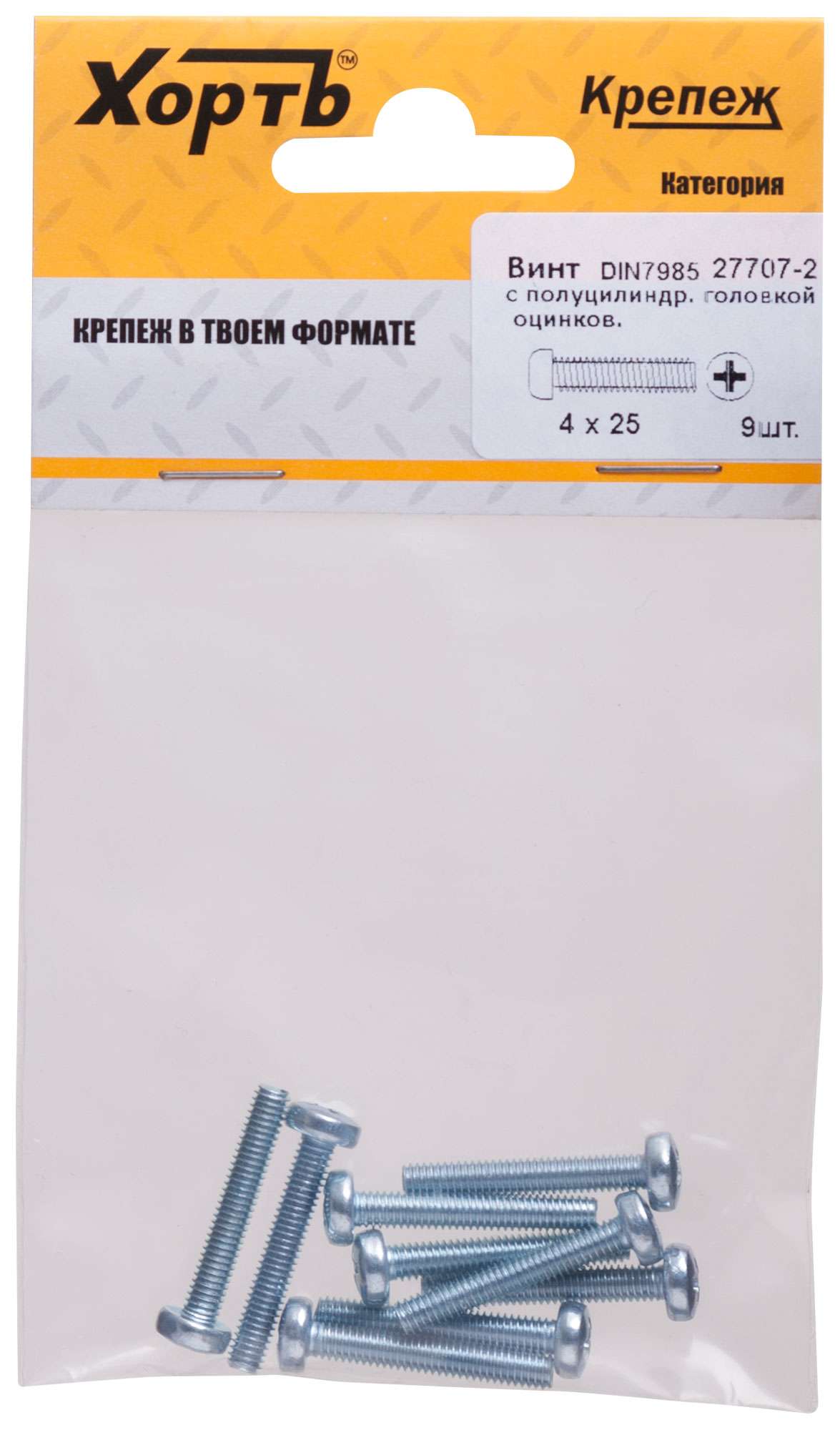 купить Винт с полуцилиндрич. головкой с полной резьбой оцинков. DIN 7985 4х25 9 шт.(фасовка)