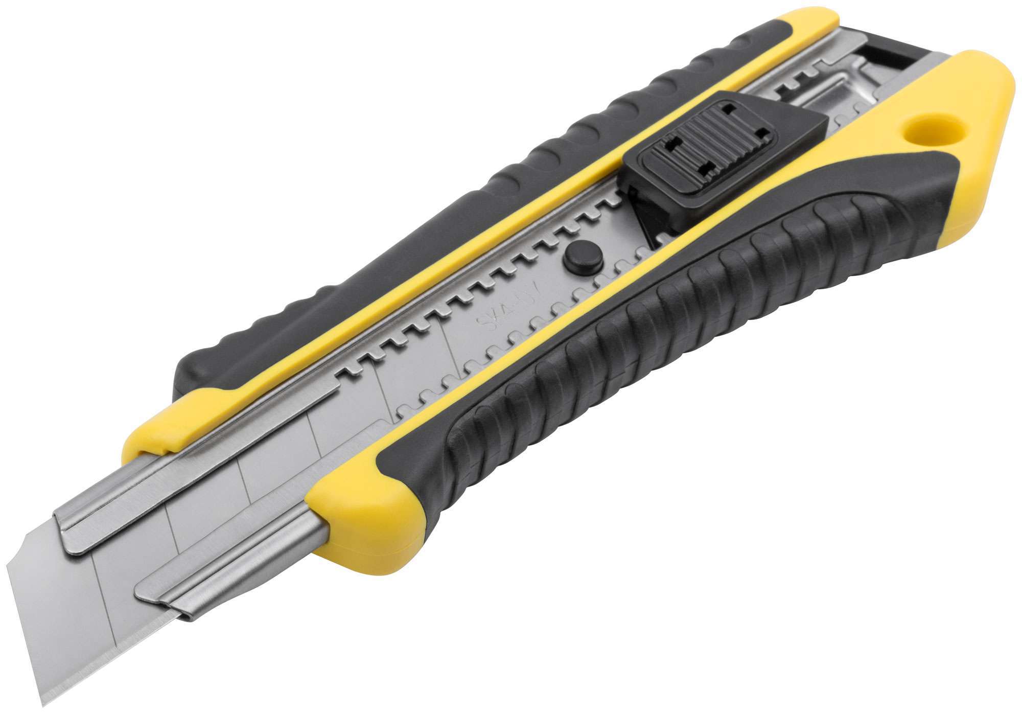 купить Нож технический 25 мм усиленный прорезиненный, кассета 3 лезвия