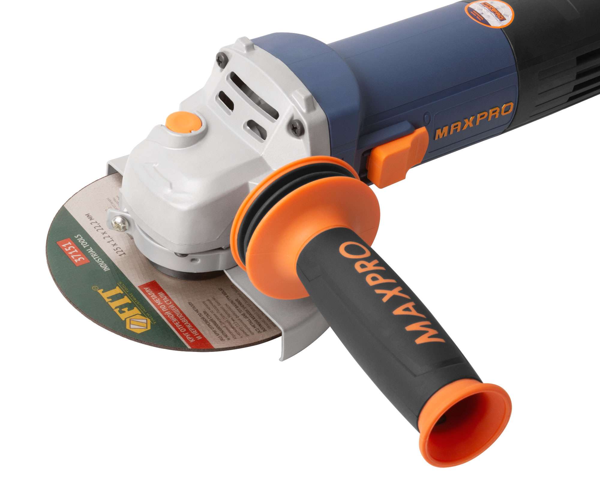 купить MAX-PRO Шлифмашина угловая 1200 Вт; 11500 об/мин; защитный кожух 125 мм; антивибрационная ручка; дополнительные щетки; 2,2 кг; кор.