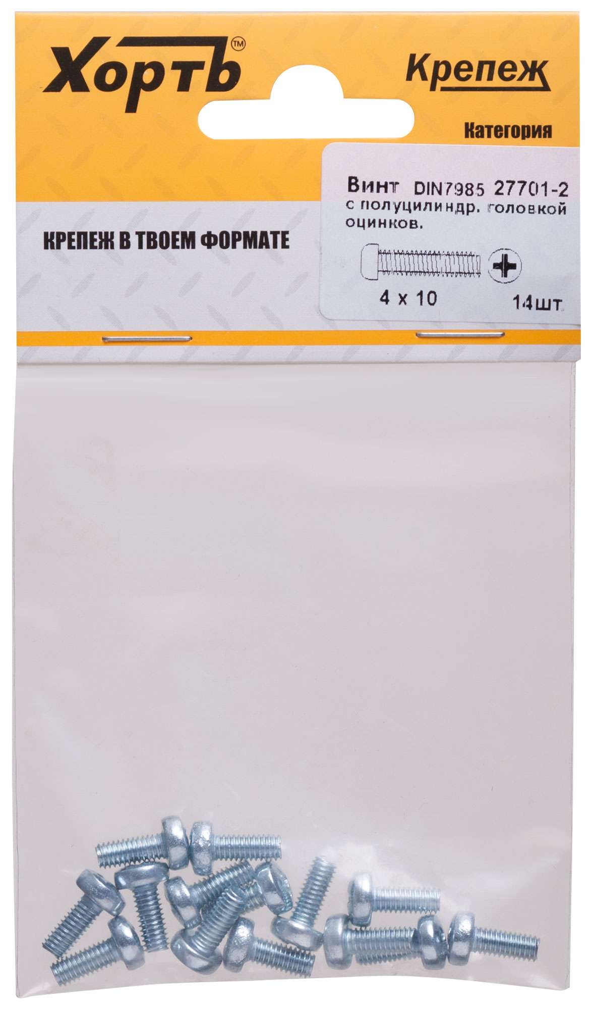 купить Винт с полуцилиндрич. головкой с полной резьбой оцинков. DIN 7985 4х10 14 шт.(фасовка)
